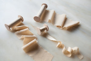 Creme Brûlée, taupe silk ribbon