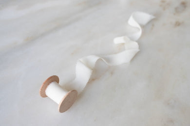 White, Narrow Silk Chiffon Ribbon