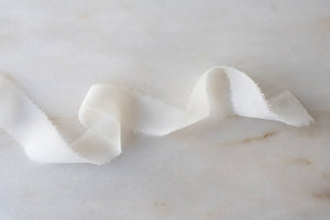 White, Narrow Silk Chiffon Ribbon