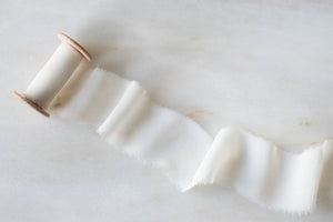 White, Narrow Silk Chiffon Ribbon