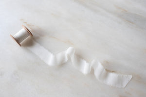 White, Narrow Silk Chiffon Ribbon