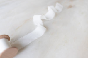 White, Narrow Silk Chiffon Ribbon