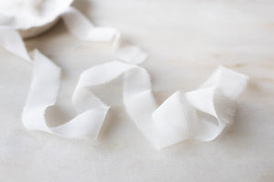 White, Narrow Silk Chiffon Ribbon