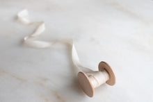 Load image into Gallery viewer, Champagne, narrow cream silk ribbon