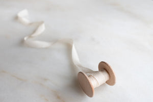 Champagne, narrow cream silk ribbon