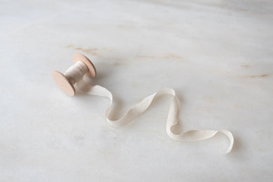 Champagne, narrow cream silk ribbon