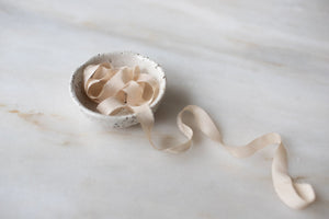 Meringue, narrow cream silk ribbon