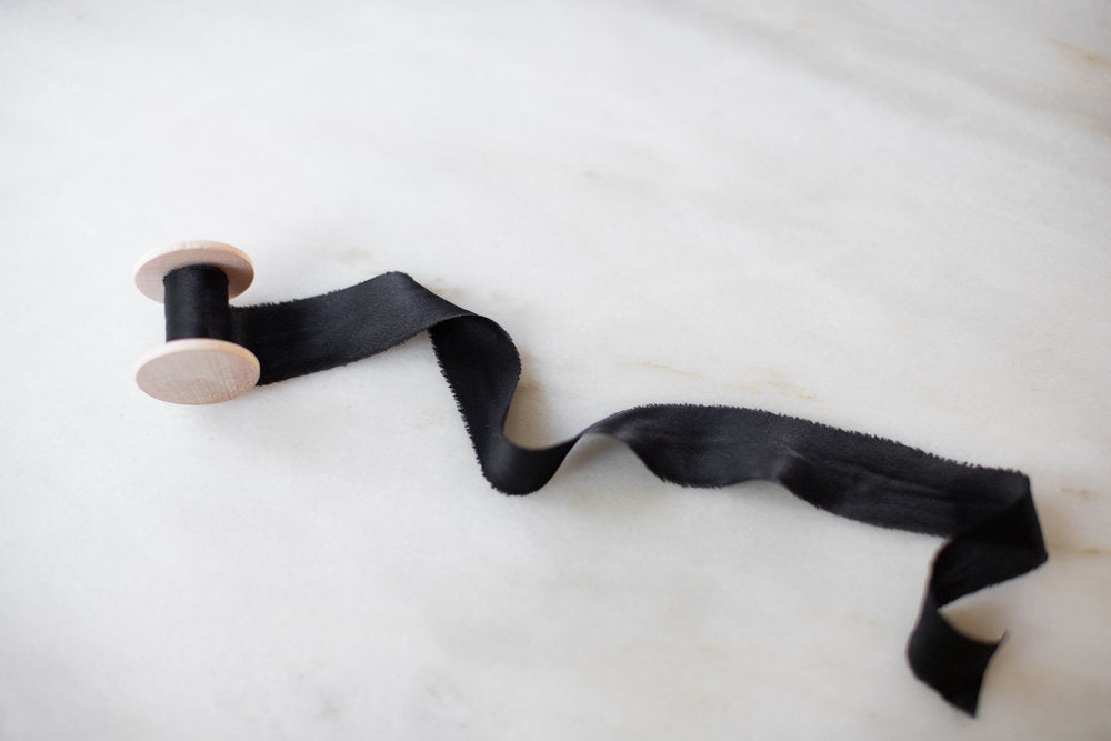 Raven, black silk ribbon