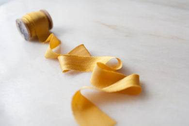 Mustard, yellow silk ribbon