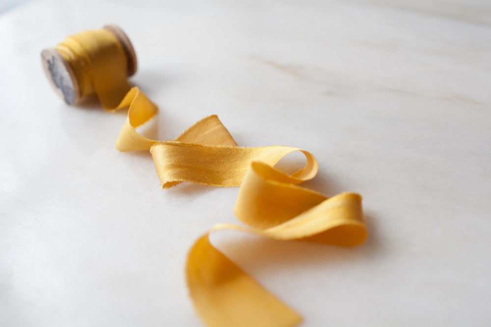 Mustard, yellow silk ribbon