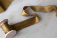 Load image into Gallery viewer, Olive, green silk ribbon